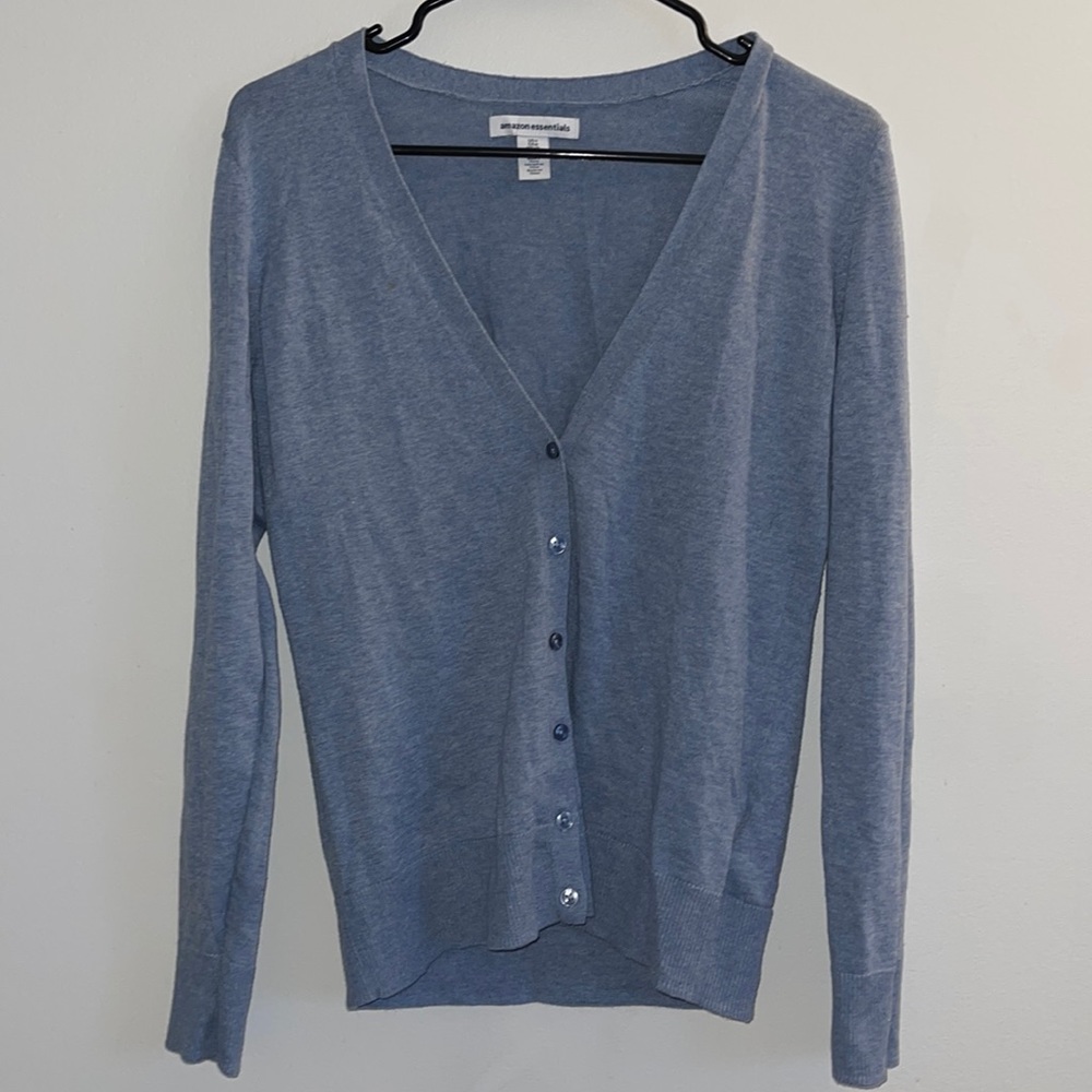 Amazon Essentials Heather Blue V-neck Cardigan